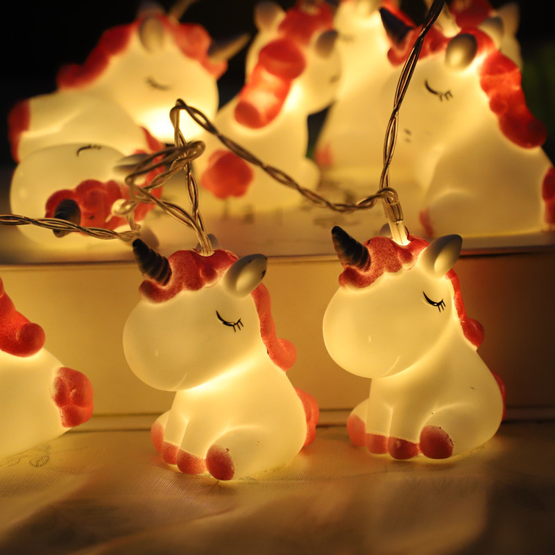 INS New Korean Chic Style LED Enamel Animal Decorative Battery Lamp String Unicorn Starfish Cartoon Small Night Light