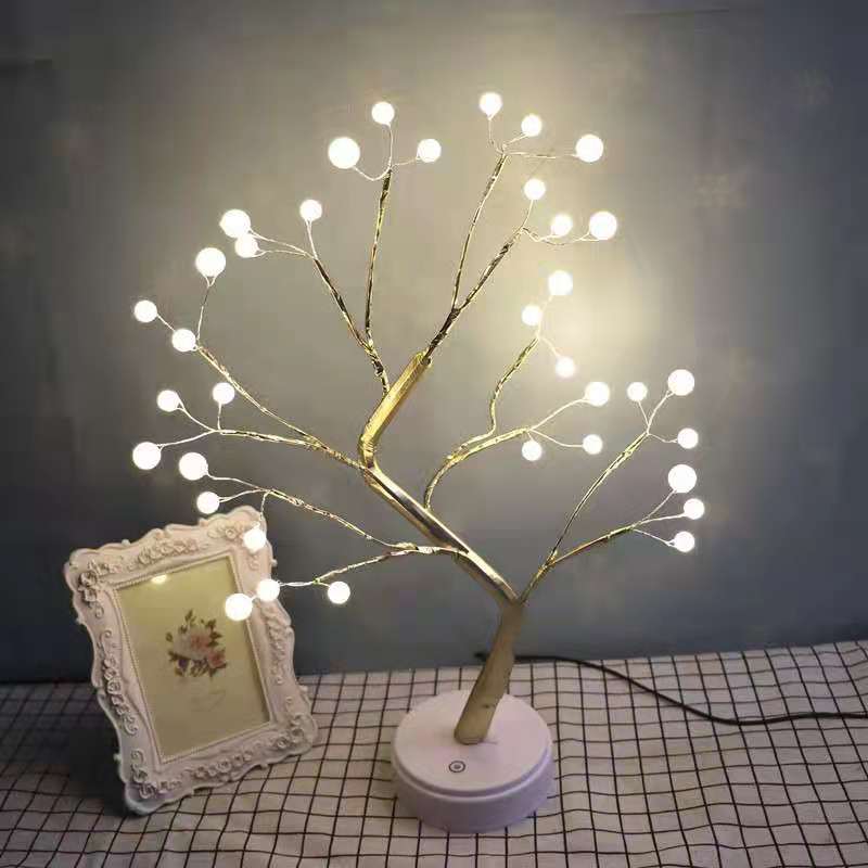Pearl tree LED Copper Wire night light wtih removable base