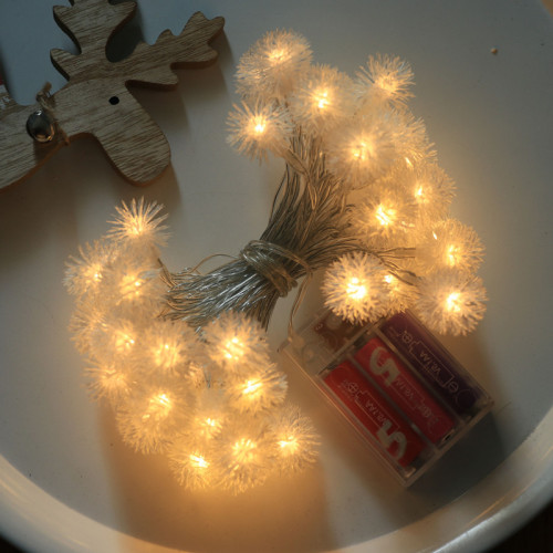 INS Style LED Constant Bright or Flashing Colorful Plush Ball Lights String Decoration for Room Bedroom Wedding Christmas Tree