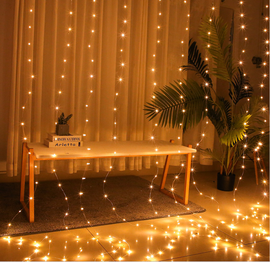 Wire string lights for holiday wedding decoration