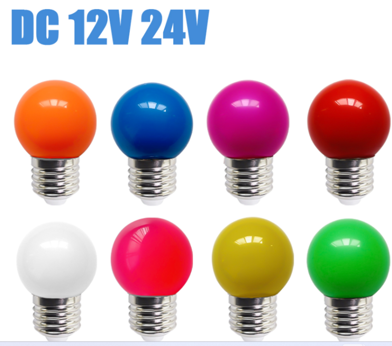 LED Lights Colorful E27 RGB DC12V 24V Energy Saving LED Bulb Outdoor Globe Lamp String Light Christmas Decoration