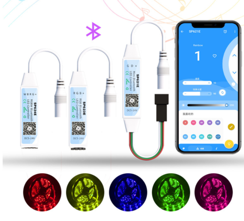 RGB RGBW LED Strip Controller SP623E SP624E SP621E Bluetooth Smart APP Control for DC5-24V WS2811 WS2812B Pixel Tape Lights