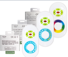 DC12-24V LED Strip Light Controller 5 Keys Half Touch RF Remote Controller for Single Color CCT RGB Tape Lights Dimmer 12A