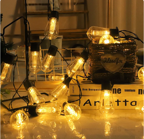 Solar LED Fairy String Light Bulb IP65 Waterproof Outdoor Garland Lamp For Garden Christmas Wedding Party Furniture Decoration