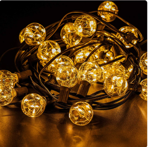 Solar Patio String Light G40,8 Light Modes, Outside Weatherproof Hanging Lights for Backyard Bistro Balcony Pergola Party Decor