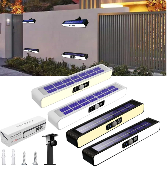 Motion Sensor Solar Outdoor Wall Light Modern Waterproof IP65 Porch Garden Patio Wall Lamp Indoor Stair Lighting with Bracket
