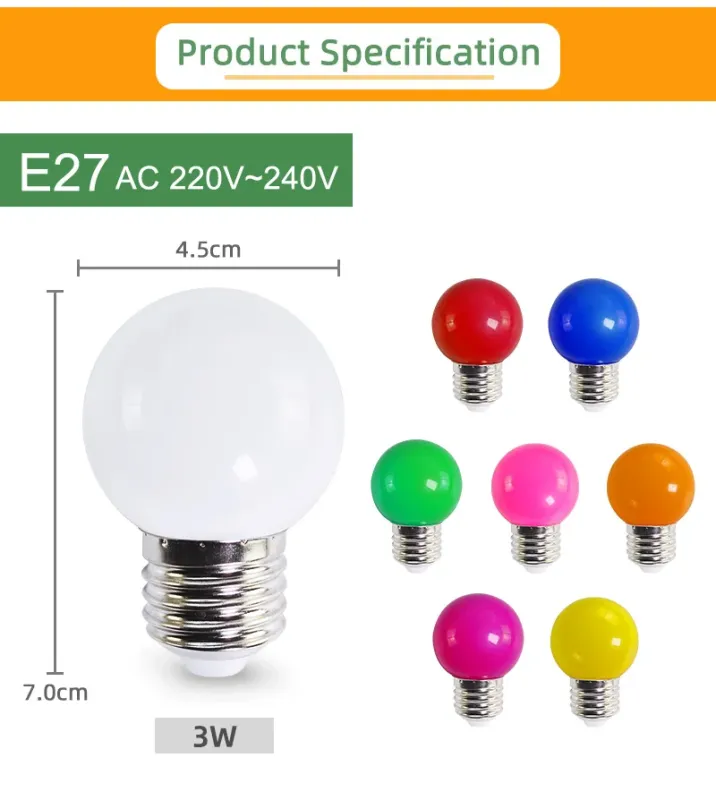 Colorful E27 Bulb Led 3W USB Lamp Globe Lampada AC 220V SMD 2835 RGB Flashlight G45 Led Bomlillas KTV Bar Spot Light