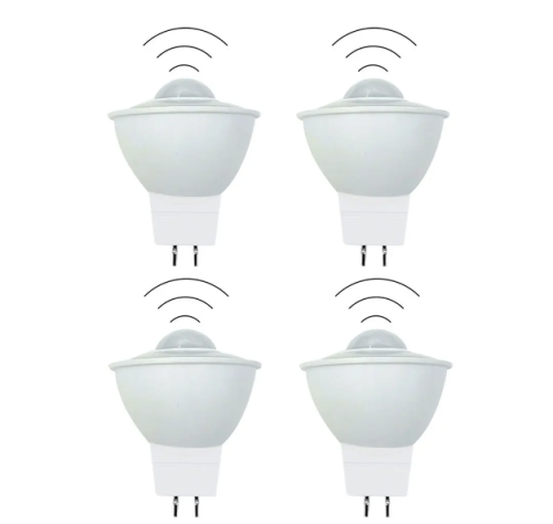 12V PIR LED Light Bulb 4W GU5.3 Low Volt MR16 Sensitive Light Motion Sensor for Stairs Garage Corridor Walkway Hallway