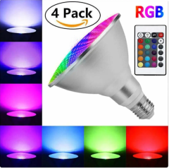 4X Dimmable RGB PAR30 PAR38 Par Light E27 15W 25W LED Spotlight Bulb Flood Lamp Remote Control Colorful Home Decoration 85-265V