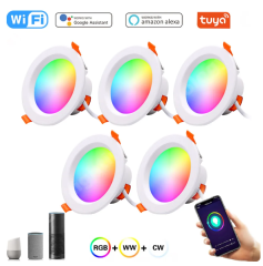 15W 9W 7W 5W Smart LED Downlight RGB Dimmable Spotlight Tuya WiFi Smart Ceiling Lamp RGB+CW+CCT Voice Control with Alexa Google