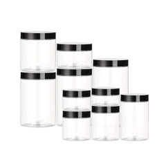 Clear PET Plastic Straight Sided Round Jar