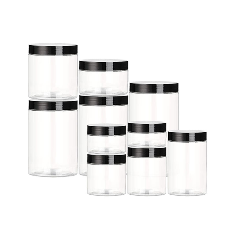 Clear PET Plastic Straight Sided Round Jar