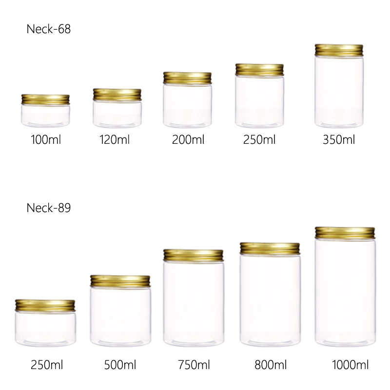Clear PET Plastic Straight Sided Round Jar