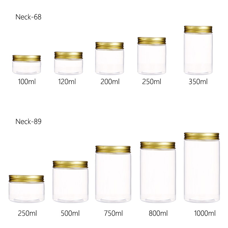 Clear PET Plastic Straight Sided Round Jar