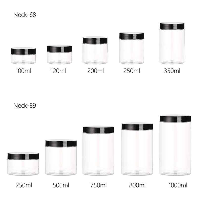 Clear PET Plastic Straight Sided Round Jar