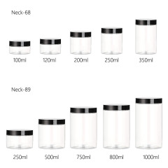 Clear PET Plastic Straight Sided Round Jar