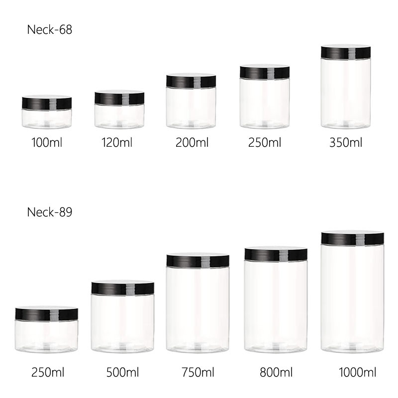 Clear PET Plastic Straight Sided Round Jar