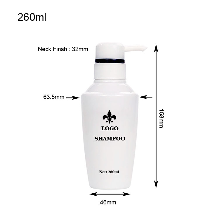 250ml 800ml White PET Plastic Pump Bottles for Shower Gel & Shampoo & Conditioner Packaging