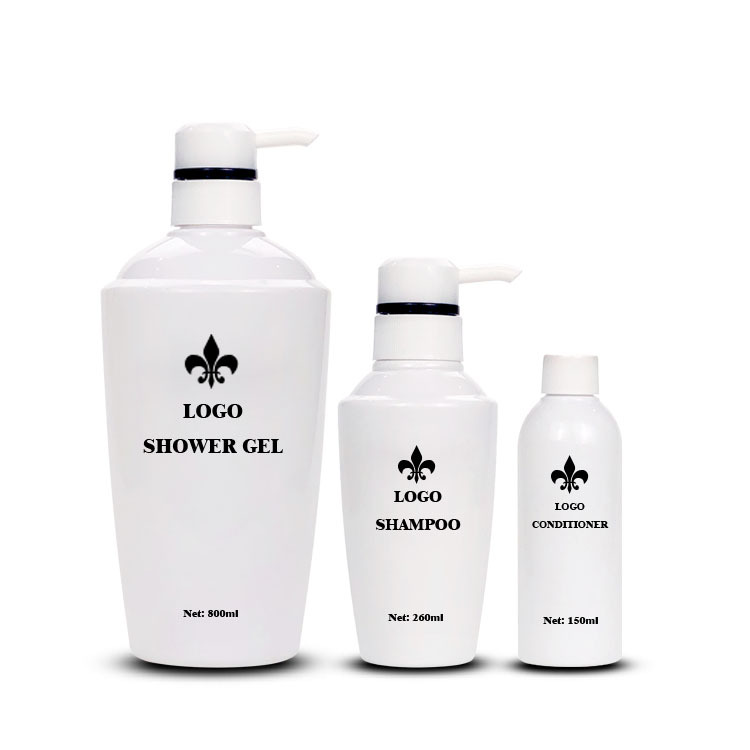 250ml 800ml White PET Plastic Pump Bottles for Shower Gel & Shampoo & Conditioner Packaging