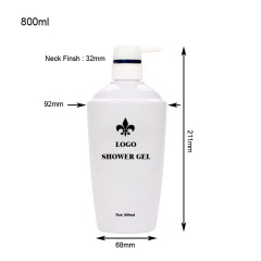 250ml 800ml White PET Plastic Pump Bottles for Shower Gel & Shampoo & Conditioner Packaging