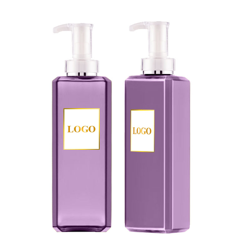 800ml 27oz Purple PET Plastic Square Pump Bottle for Shampoo & Conditioner