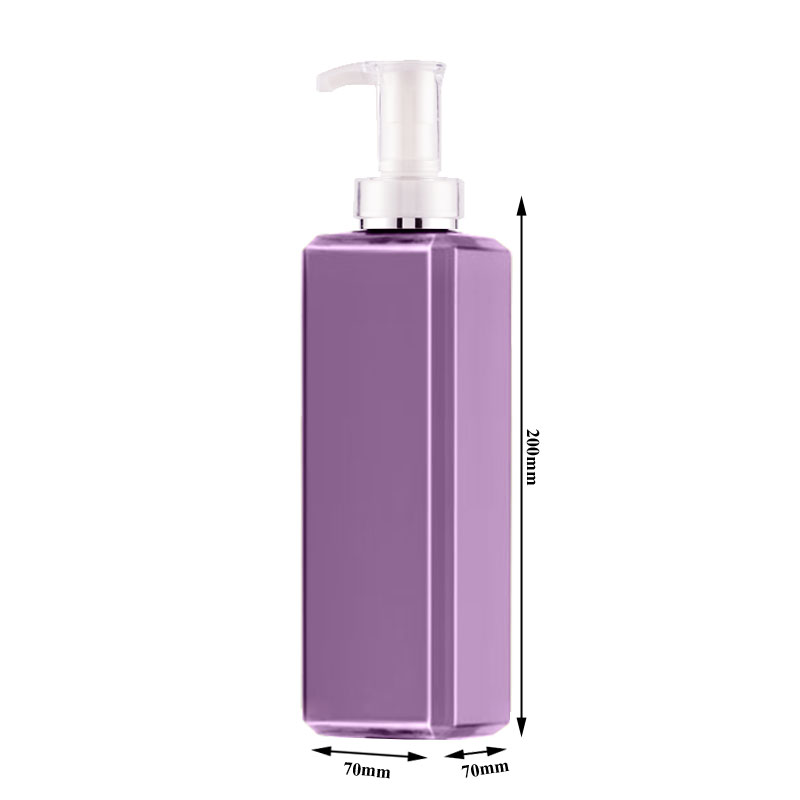 800ml 27oz Purple PET Plastic Square Pump Bottle for Shampoo & Conditioner