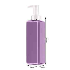 800ml 27oz Purple PET Plastic Square Pump Bottle for Shampoo & Conditioner