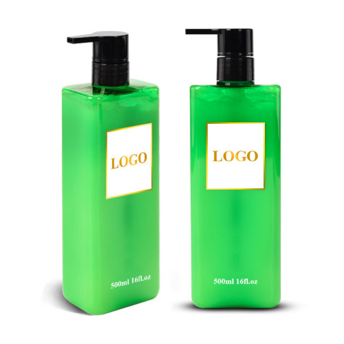 500ml 16oz Clear Green Rectangle Pump Bottle for Shampoo &amp; Conditioner