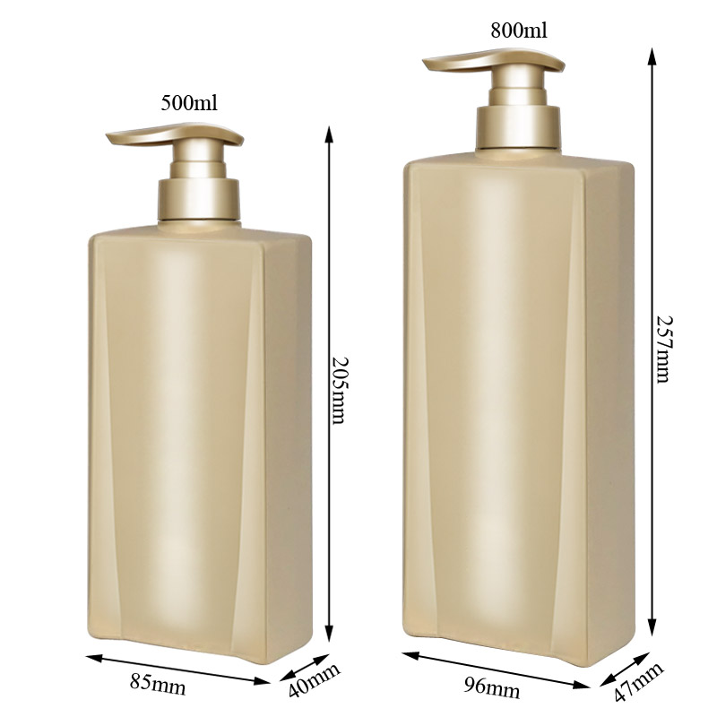 500ml & 800ml HDPE Plastic Rectangle Pump Bottle for Shampoo & Conditioner Packaging