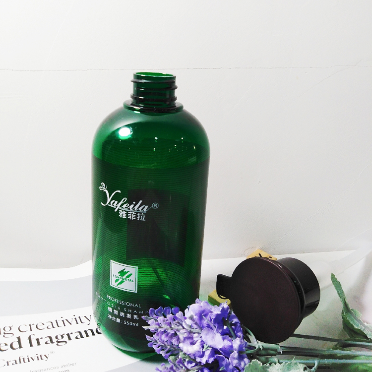 550ml 18.6oz Green PET Plastic Round Shampoo Bottle
