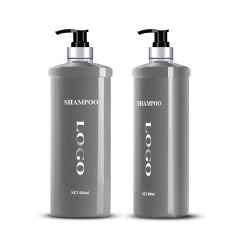 Empty 680ml 23oz Gray Plastic Shampoo Oval Bottle with Pump