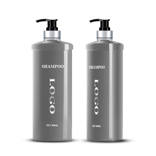 Empty 680ml 23oz Gray Plastic Shampoo Oval Bottle with Pump