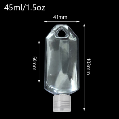 45ml 1.5oz Clear PET Plastic Hang Keychain Squeeze Bottle with Flip Top Cap for Liquid Soap