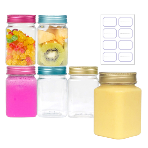 350ml 12oz Clear PET Plastic Square Jar
