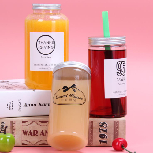 580ml 20oz Clear PET Plastic Beverage Cylinder Bottle