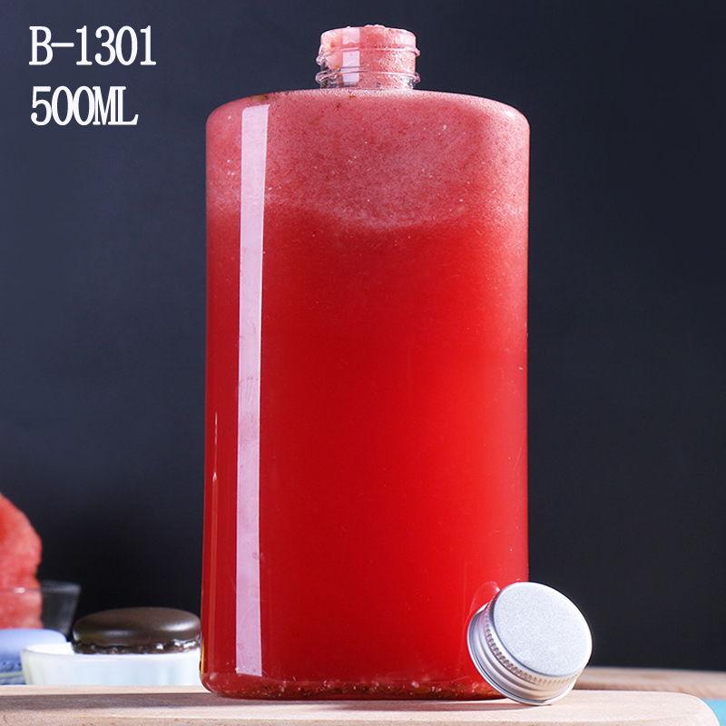 10oz 16oz Clear PET Plastic Beverage Flat Bottle