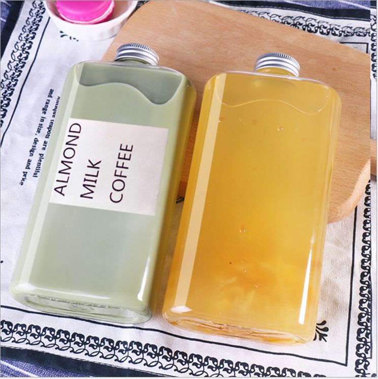10oz 16oz Clear PET Plastic Beverage Flat Bottle