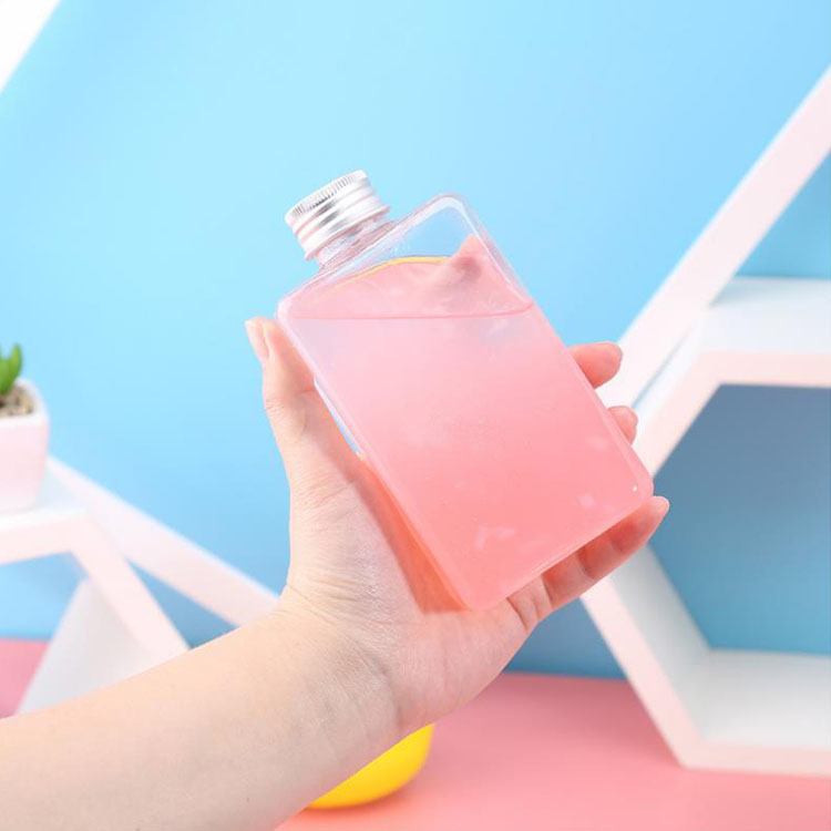 12oz 13.5oz Clear PET Plastic Beverage Flat Bottle