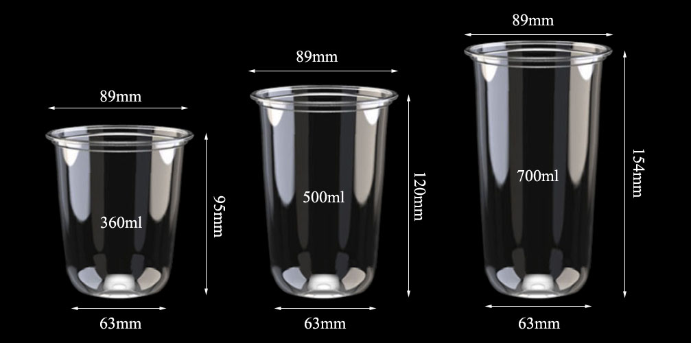 Clear Plastic U-Shape Milk Tea Cup