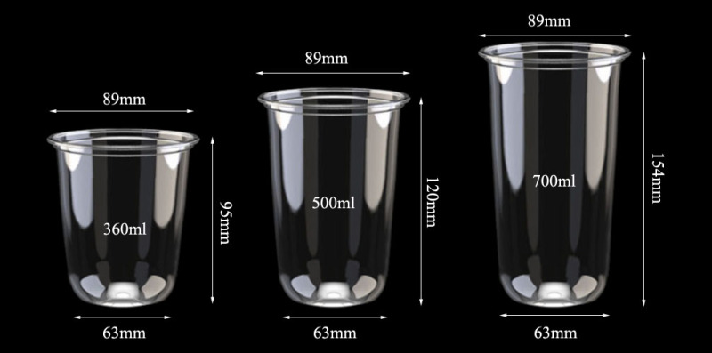 Clear Plastic U-Shape Milk Tea Cup