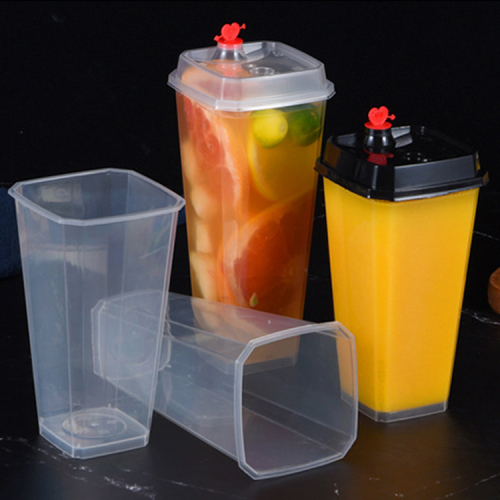 Translucent PP Plastic Square Cold Drink Cup