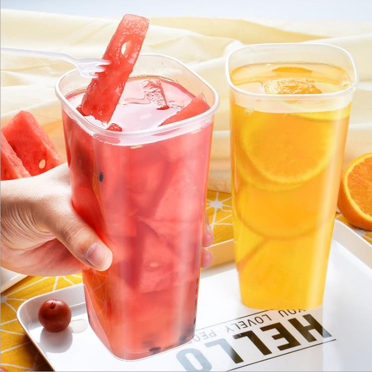 Translucent PP Plastic Square Cold Drink Cup