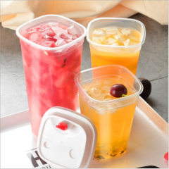 Translucent PP Plastic Square Cold Drink Cup