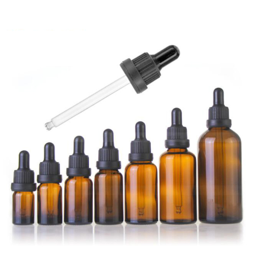Amber Round Glass Dropper Bottle