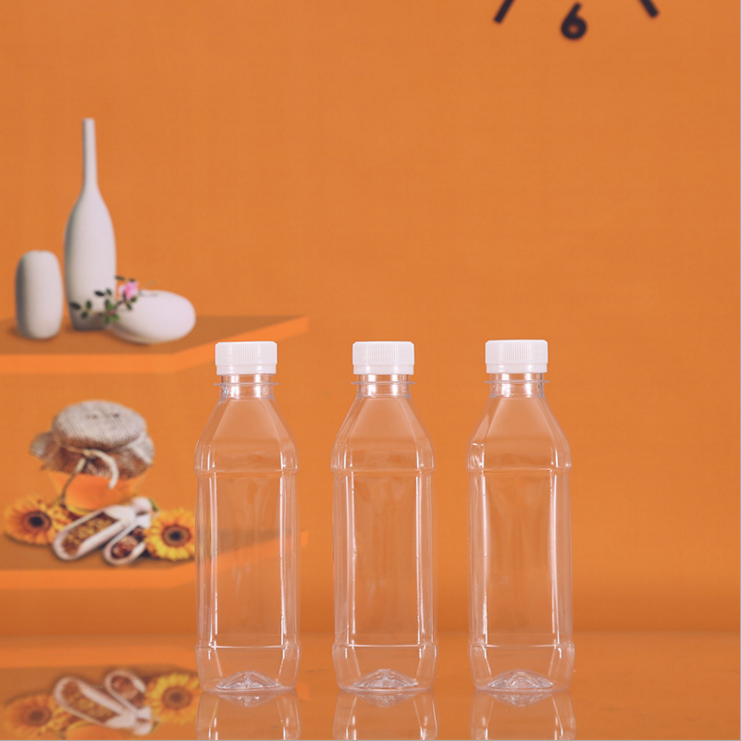 350ml 12oz Clear PET Plastic Beverage Square Bottle