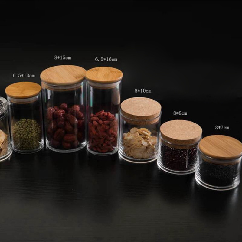 Clear Acrylic Plastic Round Storage Jar with Bamboo Lid