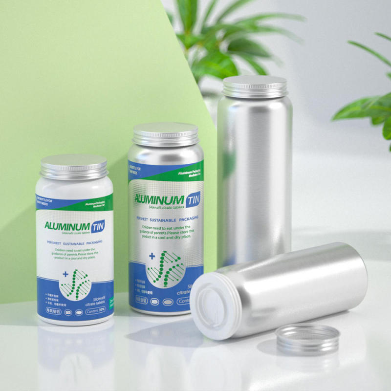 Vitamin Aluminum Metal Cans Empty Good Sealing Wide Mouth Supplement Bottle Aluminum Vitamin Bottles