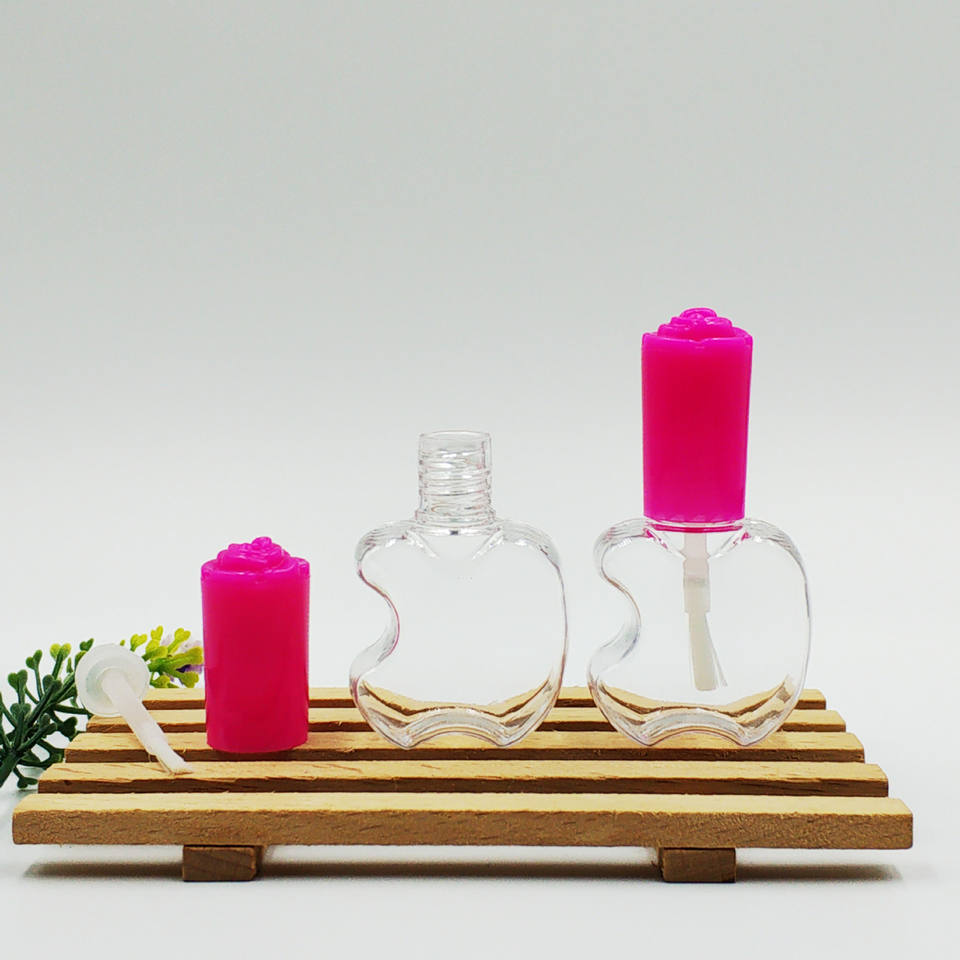 9ML children's plastic nail polish bottle 9ml empty bottle PETG material package with rose cover nail polish plastic bottle