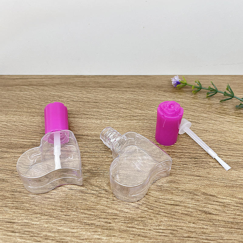 8ml oblique heart-shaped nail polish bottle children's plastic empty petg water-based nail polish bottle cosmetic bottle