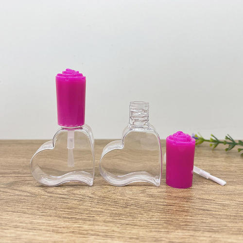 8ml oblique heart-shaped nail polish bottle children's plastic empty petg water-based nail polish bottle cosmetic bottle